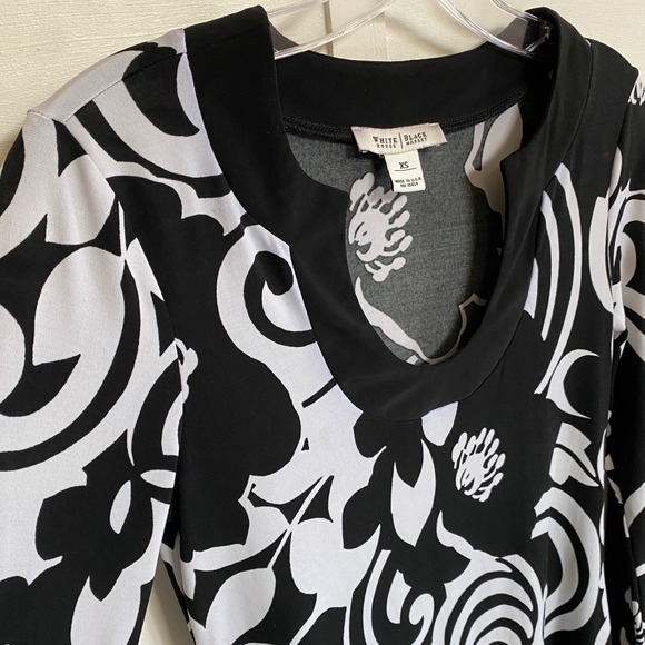White House Black Market Tunic Floral Print Scoop Horseshoe Neck Bell Sleeves XS - Picture 8 of 9